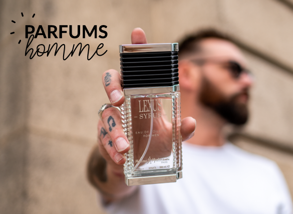 Homme charismatique qui se parfume avec la Collection Lexus